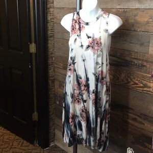 Tie dyed floral print dress